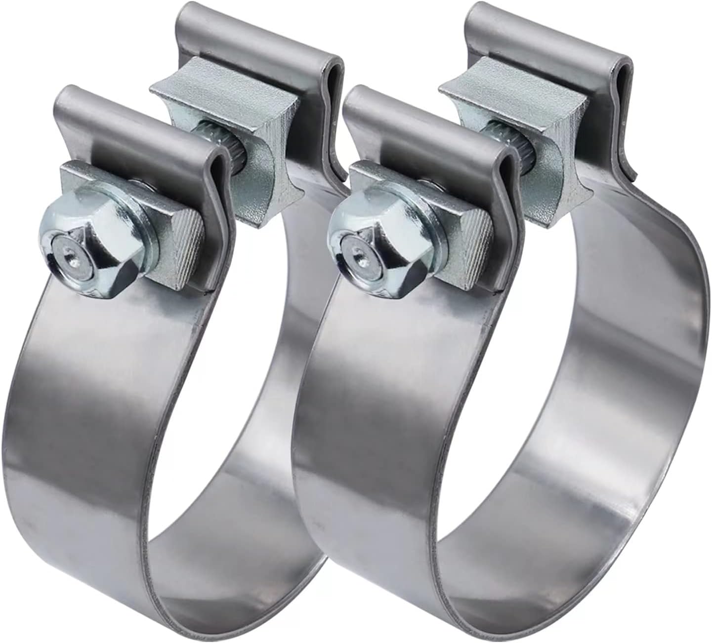 5 inch Exhaust Clamp Narrow Band Muffler Clamp Stainless Steel for Exhaust Pipe and System Repair (2 Pack)