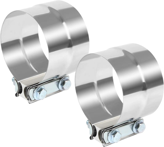 5 Inch Exhaust Clamp,5 In Lap Joint Exhaust Band Clamp Stainless Sleeve Coupler For Mufflers,Exhaust Pipe(2 PCS)