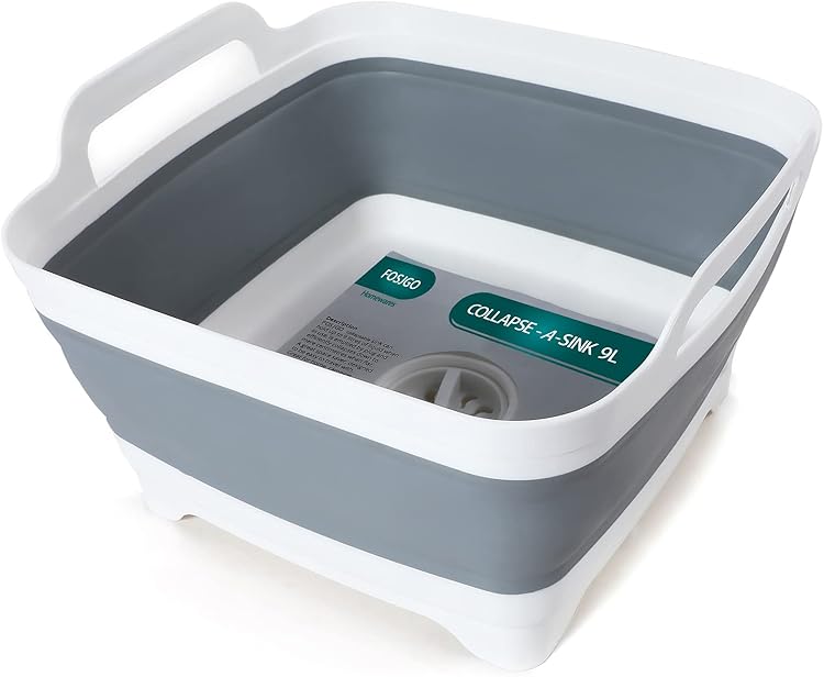 FOSJGO Collapsible Dish Basin with Drain Plug