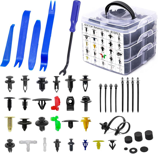 860Pcs Car Retainer Bumper Clips and Fastener Remover Kit 25 Sizes Auto Push Pin Rivets Door Trim Panel Clips for GM Ford Toyota Honda Acura Chrysler Blue