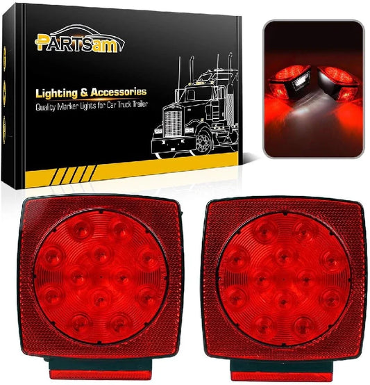 Partsam 12V Submersible Square Led Trailer Light