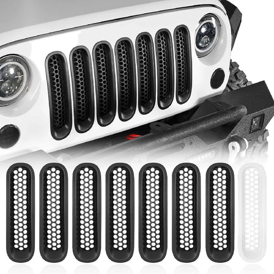Hooke Road Matte Black Grill Inserts for 2007-2015 Jeep JK Wrangler & Unlimited Wrangler Accessories