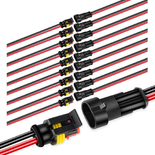 Nilight 50020R 2Pin Way 16AWG Waterproof Wire 1.5mm Series Terminal Connector-10 Pack