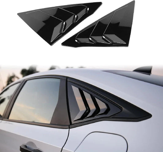CKE for 11th Gen Civic Sedan Compatible with Honda Civic 2025 2024 2023 2022 Accessories Car Exterior Rear Side Window Louvers Air Vent Scoop Shades Cover Blinds -Bright Black