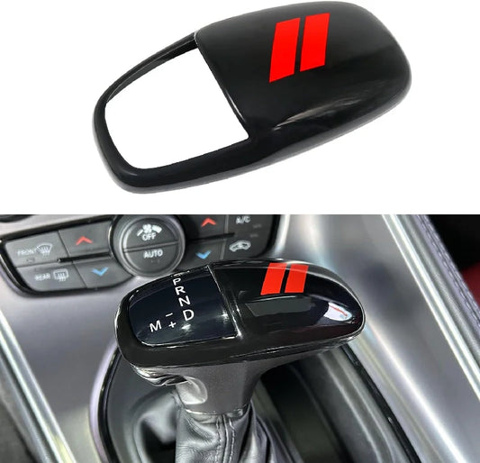 REMOCH Gear Shift Knob Head Cover for Dodge Charger Accessories 2015-2023 Challenger 2015-2024 Durango 2016-2025 ABS Interior Shell Insert Decoration Protector (Red Trim)