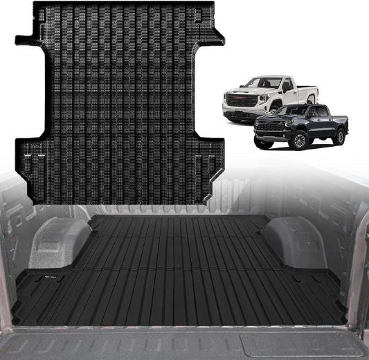 TripleAliners Truck Bed Mat Compatible with 2019-2024 2025 Chevy Silverado/GMC Sierra 1500 Accessories 5'8'' Vehicle Bed Perfectly Flush All Weather Protection TPE Heavy Duty Pickup Cargo Mat