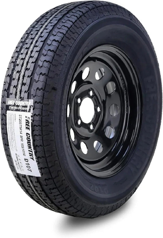 Free Country Trailer Tire Wheel Assembly ST235/80R16 10-Ply E 123L 8 Lug on 6.5 inch PCD Black Mod Rim